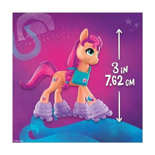 마이 리틀 포니 My Little Pony: A New Generation Movie Crystal Adventure Sunny Starscout - 3-Inch Orange Pony Toy, Surprise Accessories, Bracelet (Accessory Colors May Vary)