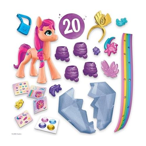 마이 리틀 포니 My Little Pony: A New Generation Movie Crystal Adventure Sunny Starscout - 3-Inch Orange Pony Toy, Surprise Accessories, Bracelet (Accessory Colors May Vary)