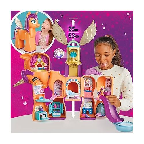 마이 리틀 포니 My Little Pony Toys, Sunny's Playset Reveal, 25-Inch-Tall Transforming Doll Playsets and Interactive Toys for 5 Year Old Girls & Boys (Amazon Exclusive)