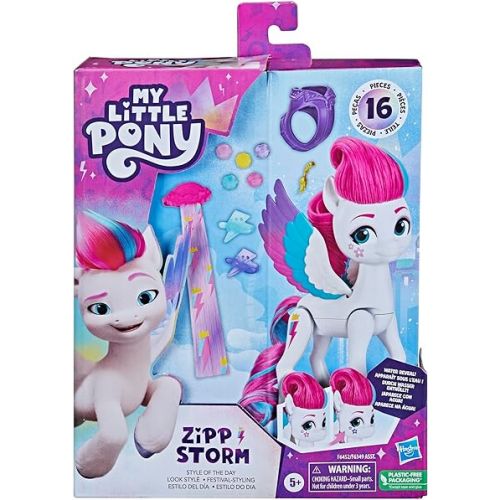 마이 리틀 포니 My Little Pony Toys Zipp Storm Style of The Day, 5-Inch Hair Styling Dolls with Fashions, Toys for 5 Year Old Girls and Boys