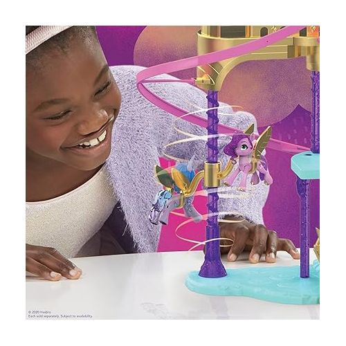 마이 리틀 포니 My Little Pony: A New Generation Movie Royal Racing Ziplines - 22-Inch Castle Playset Toy with 2 Moving Ziplines, Princess Pipp Petals Figure