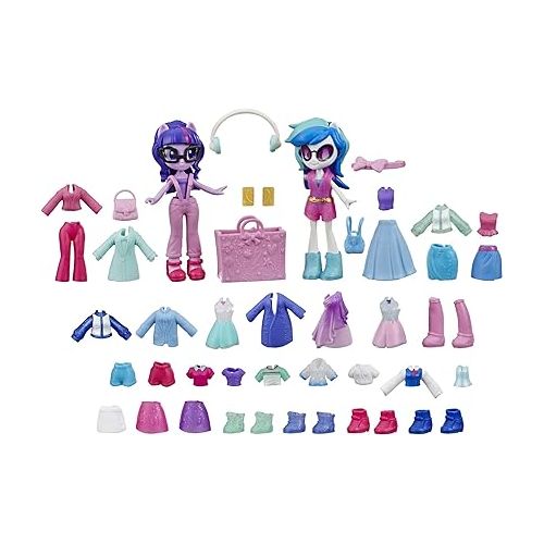 마이 리틀 포니 My Little Pony Equestria Girls Fashion Squad Twilight Sparkle and DJ Pon-3 Mini Doll Set Toy with Over 40 Fashion Accessories