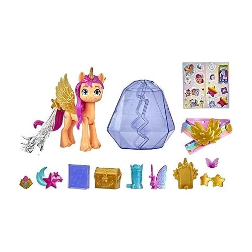 마이 리틀 포니 My Little Pony: A New Generation Movie Crystal Adventure Alicorn Sunny Starscout - 3-Inch Alicorn-Style Toy, Surprise Accessories, Bracelet