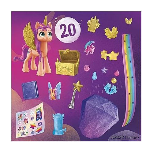 마이 리틀 포니 My Little Pony: A New Generation Movie Crystal Adventure Alicorn Sunny Starscout - 3-Inch Alicorn-Style Toy, Surprise Accessories, Bracelet