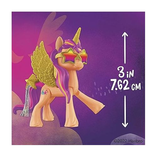 마이 리틀 포니 My Little Pony: A New Generation Movie Crystal Adventure Alicorn Sunny Starscout - 3-Inch Alicorn-Style Toy, Surprise Accessories, Bracelet