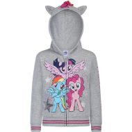 My Little Pony Rainbow Dash, Twilight Sparkle and Pinkie Pie Girls Zip Up Hoodie for Toddlers and Big Kids - Grey