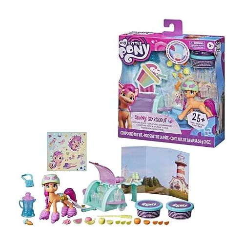 마이 리틀 포니 My Little Pony: A New Generation Movie Story Scenes Mix and Make Sunny Starscout - Toy with Compound, 25 Accessories, 3-Inch Pony (Accessory Colors May Vary)