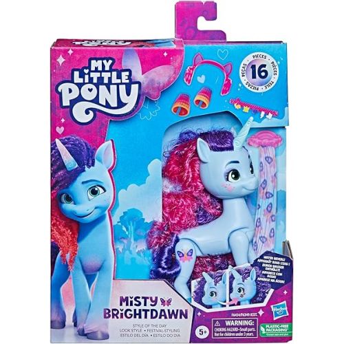 마이 리틀 포니 My Little Pony Toys Misty Brightdawn Style of The Day, 5-Inch Hair Styling Dolls, Toys for 5 Year Old Girls and Boys