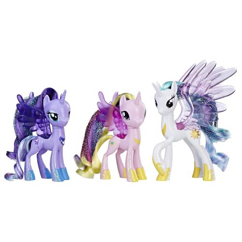 마이 리틀 포니 My Little Pony Princess Celestia, Luna, and Cadance 3 Pack  3-Inch Glitter Unicorn Toys With Wings from the Movie (Amazon Exclusive)
