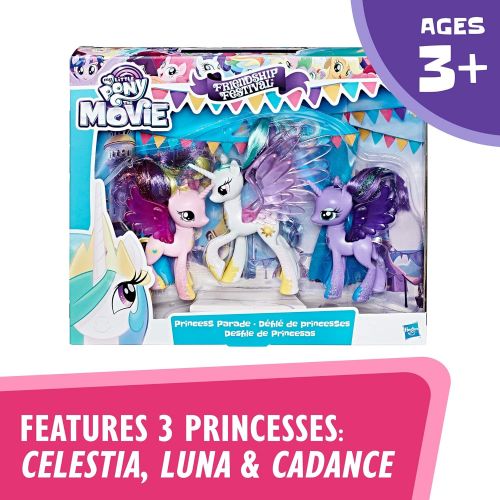 마이 리틀 포니 My Little Pony Princess Celestia, Luna, and Cadance 3 Pack  3-Inch Glitter Unicorn Toys With Wings from the Movie (Amazon Exclusive)