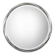 MY SWANKY HOME Twisted Silver Ring Round Wall Mirror 36 | Vanity Retro Mid Century Modern
