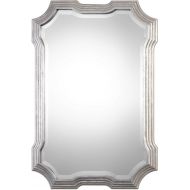 MY SWANKY HOME Art Deco Silver Curves Wall Mirror | 40 Shaped Vanity Retro Unusual