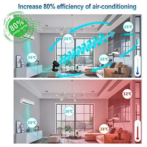  [아마존베스트]Mycarbon Quiet Turbo Fan and 3D Air Circulator for 30m², Eco-Mode Air Conditioning Unit, 80% More Efficiency, 12-Hour Timer, Table Fan with Remote Control, black