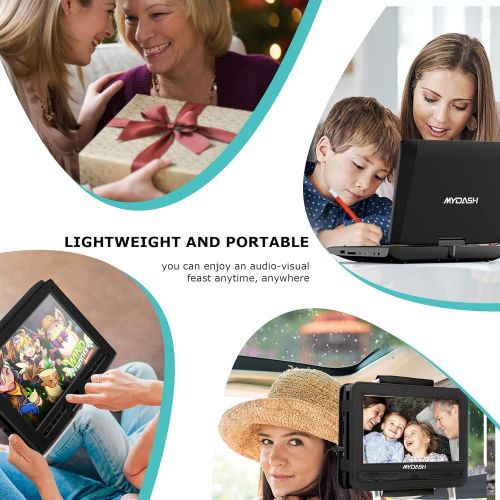  [아마존베스트]MYDASH Portable DVD Player 12.5 for Car, Kids DVD Player with 10.1 HD Swivel Display Screen, SD Card Slot and USB Port, Car Headrest Mount Provided, Exclusive Button Design, Black