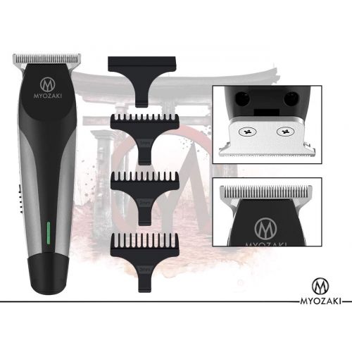  MYOZAKI Barber Box Kit - including 9 items: Hair Clipper(4 Combs) Hair Trimmer(3 Combs) Straight Razor, Shaving Bowl, Vintage Safety Razor, Shaving Brush, Alum Block, Beard Comb, Travel Ad