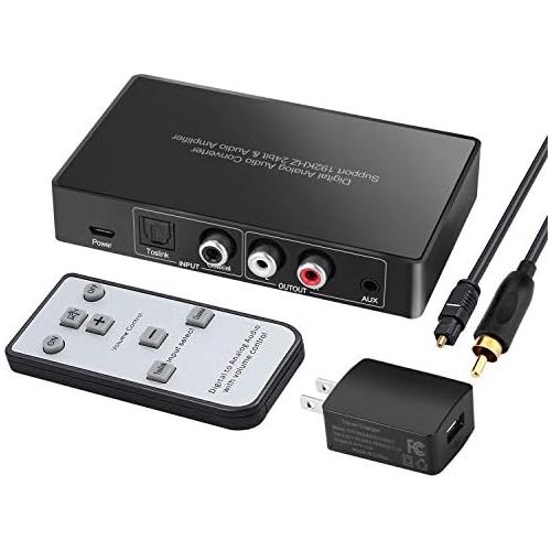  [아마존베스트]MYPIN Digital to Analog Audio Converter with Remote, 192KHz/24bit Digital Coaxial Toslink to Analog L/R RCA 3.5mm Audio with Both Toslink Cable and Coaxial Cable