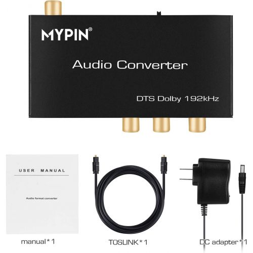  [아마존베스트]MYPIN 192K DAC Converter Multifunction Audio Converter, HDMI ARC Audio Extractor Adapter, Toslink(Optical) or Coaxial or HDMI ARC Input to Coaxial + Toslink(Optical) + Stereo L/R + 3.5mm