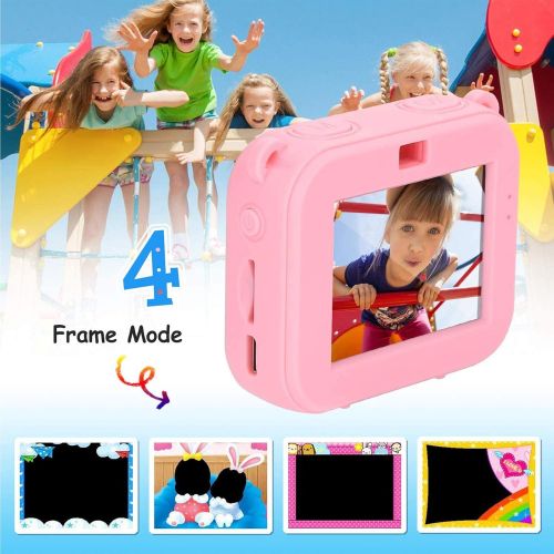  MYPIN Waterproof Camera for Kids, Digital Rechargeable Action Camera for Kids 3-13 Years Old Girls Boys Christmas Birthday Gifts with 32GB TF Card and Anti-Fall Silicone Case (Pink)