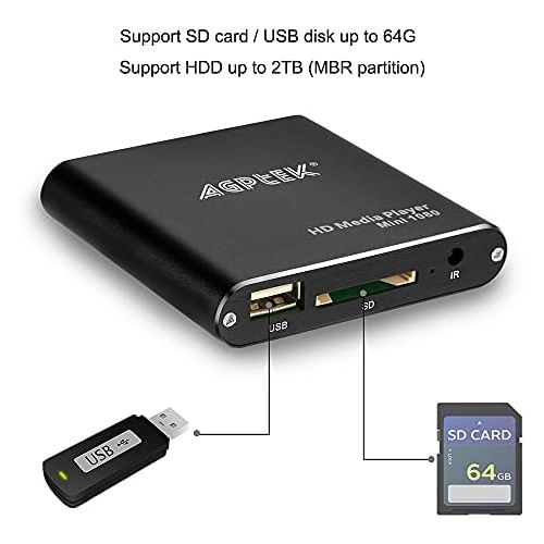  [아마존베스트]MYPIN HDMI Media Player, Black Mini 1080p Full-HD Ultra HDMI Digital Media Player for -MKV/RM- HDD USB Drives and SD Cards