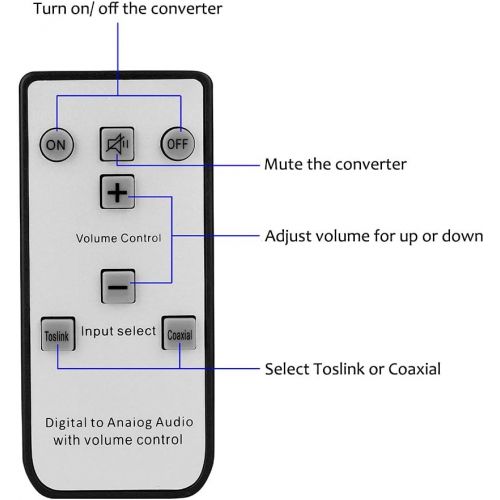  [아마존베스트]MYPIN Digital to Analog Audio Converter with Remote, 192KHz/24bit Digital Coaxial Toslink to Analog L/R RCA 3.5mm Audio with Both Toslink Cable and Coaxial Cable