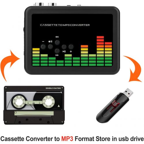  [아마존베스트]MYPIN USB Cassette to MP3 Converter, Portable Walkman Cassette Audio Music Player Tape-to-MP3 Converter with Earphones, Volume Control, No PC Required