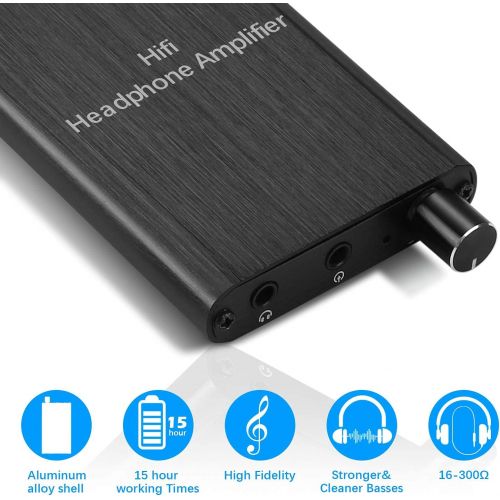  [아마존베스트]MYPIN HiFi Headphone Amplifier, Portable 3.5 mm Audio Headphone Amplifier Supports Impedance 16-300 Ω with Lithium Battery and Components for MP3 / MP4 / Phones / Digital Players /