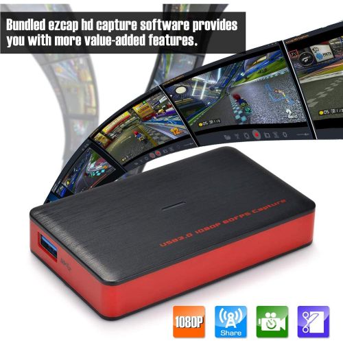  AGPTEK MYPIN HDMI Game Capture Card USB 3.0 HD Video 1080P 60FPS, Live Streaming Game Recorder Device Compatible with PS4, Xbox One,Wii U etc, Windows Linux Os X System