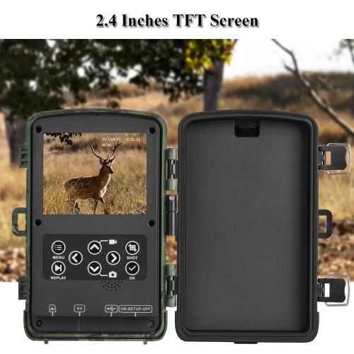  MYPIN Trail Camera, 1080P 12MP Trail Game Hunting Camera with 32G SD Card, Infrared Night Vision and Waterproof with 0.2s Trigger Speed