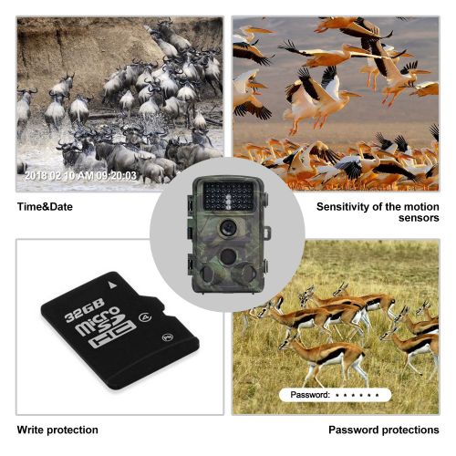  MYPIN Trail Camera, 1080P 12MP Trail Game Hunting Camera with 32G SD Card, Infrared Night Vision and Waterproof with 0.2s Trigger Speed