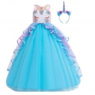 MYRISAM Unicorn Princess Costume Birthday Pageant Party Dance Performance Carnival Long Maxi Tulle Fancy Dress Up Outfits