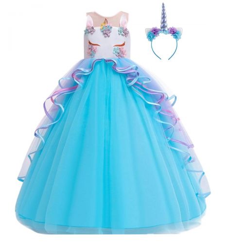  MYRISAM Unicorn Princess Costume Birthday Pageant Party Dance Performance Carnival Long Maxi Tulle Fancy Dress Up Outfits