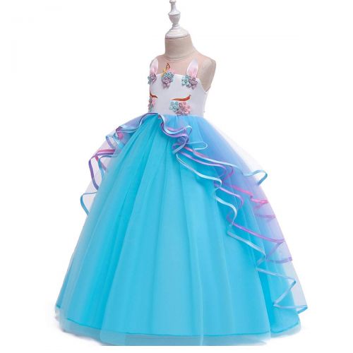  MYRISAM Unicorn Princess Costume Birthday Pageant Party Dance Performance Carnival Long Maxi Tulle Fancy Dress Up Outfits