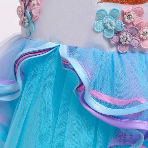  MYRISAM Unicorn Princess Costume Birthday Pageant Party Dance Performance Carnival Long Maxi Tulle Fancy Dress Up Outfits