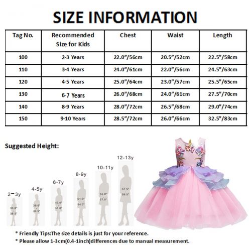  MYRISAM Unicorn Princess Tulle DressGirls Birthday Pageant Party Dance Performance Outfits Carnival Dress up Fancy Costume