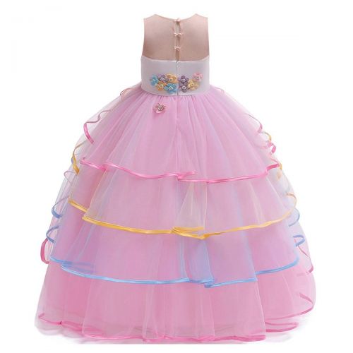  MYRISAM Girls Unicorn Princess Rainbow Long Tulle Dress Wedding Birthday Carnival Party Performance Dance Pageant Ball Gowns