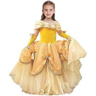 MYRISAM Girls Belle Princess Dress Beauty and the Beast Costume Halloween Carnival Cosplay Christmas Birthday Ball Gown