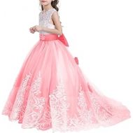 MYRISAM Flowers Girls Applique Tulle Lace Bridesmaid Wedding Dress Birthday Baptism Party Christmas Prom Evening Ball Gown