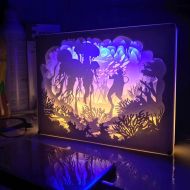 MYS Papercut Light Box, 3D Shadow Box Led Night Light Lamp, Creative Light Paintings Decorative Mood Light, Gift for Baby and Adult, Bedroom Living Room (Jellyfish)