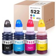 MYTONER Compatible Ink Bottle Replacement for Epson 522 T522 Refill Ink for ET-2720 Workforce ET-4700 Printer (Black, Cyan, Magenta, Yellow,-4P)