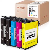 MYTONER Remanufactured Ink Cartridge Replacement for Epson 252 252XL 252XL for WF-7620 WF-7710 WF-7720 WF-3630 WF-3640 WF-3620 WF-7610 Printer (Black Cyan Magenta Yellow, 5-Pack)