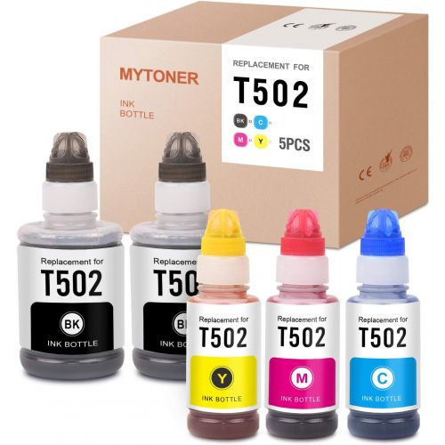  MYTONER Compatible Ink Bottle Replacement for Epson 502 T502 for ET-2760 ET-4760 ET-4750 ET-3710 ET-3760 ET-2700 ET-2750 ET-3700 ET-3750 ST-2000 ST-4000 Printer (Black Cyan Magenta