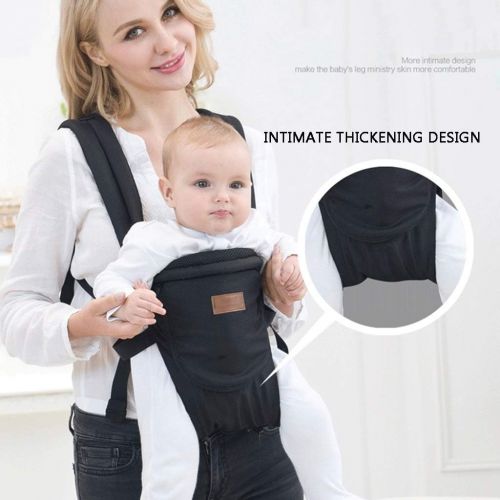  MYXMY Baby Carrier with Windproof Cap, Bite Towel, Soft & Breathable Cotton, Babies and Toddlers, Four Seasons Universal Function （Color : Black）