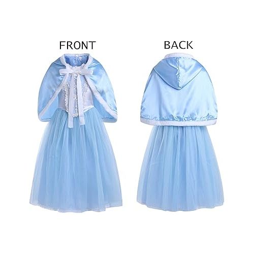  Cinderella Princess Dress Girls Fancy Party Costume Christmas Cosplay Dress Up Outfit for 3-8 Years