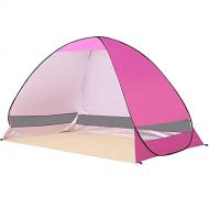 MZXUN Family Tent Dome Tent Small and Portable 2-3 Person Automatic Pop Up Waterproof Beach Tent Outdoor Sun Shelter Cabana Outdoor Tent (Color : Pink)