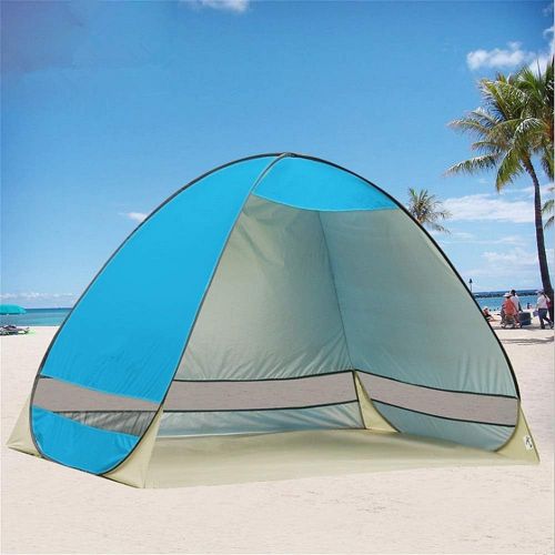 MZXUN Family Tent Dome Tent Small and Portable 2-3 Person Automatic Pop Up Waterproof Beach Tent Outdoor Sun Shelter Cabana Outdoor Tent (Color : Silver)