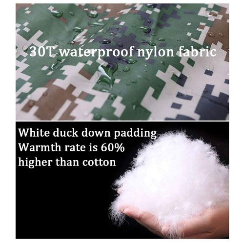  MZYKA Adult Camouflage Sleeping Bag Autumn and Winter Travel Female Male Camping Cold and Warm, Duck Down Filling, Full Body Machine Wash, Skin-Friendly Breathable