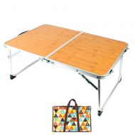 MZYKA Outdoor Foldable Camping Picnic Table Lightweight Portable Bamboo Portable Desk Suitable for Beach Fishing Hiking Goods Placement