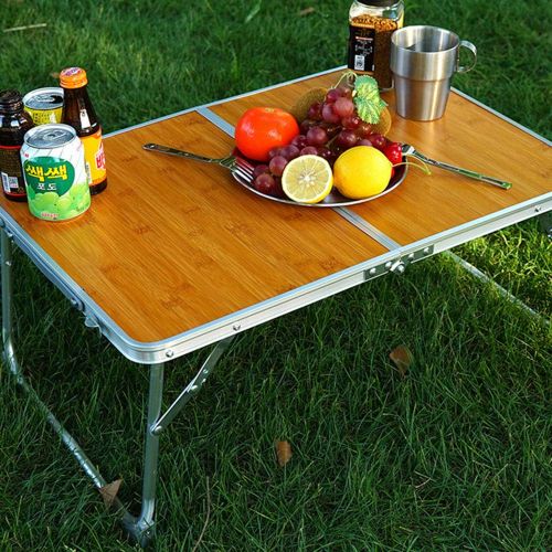  MZYKA Outdoor Foldable Camping Picnic Table Lightweight Portable Bamboo Portable Desk Suitable for Beach Fishing Hiking Goods Placement