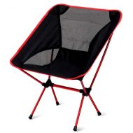 MZYKA 7075 Aluminum Alloy Camping Fishing Chair Foldable Portable Moon Chair Light and Comfortable Beach Director Chair Outdoor Hiking Travel Can Withstand 100 Kg,Red
