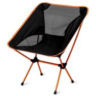 MZYKA 7075 Aluminum Alloy Camping Fishing Chair Foldable Portable Moon Chair Light and Comfortable Beach Director Chair Outdoor Hiking Travel Can Withstand 100 Kg,Orange